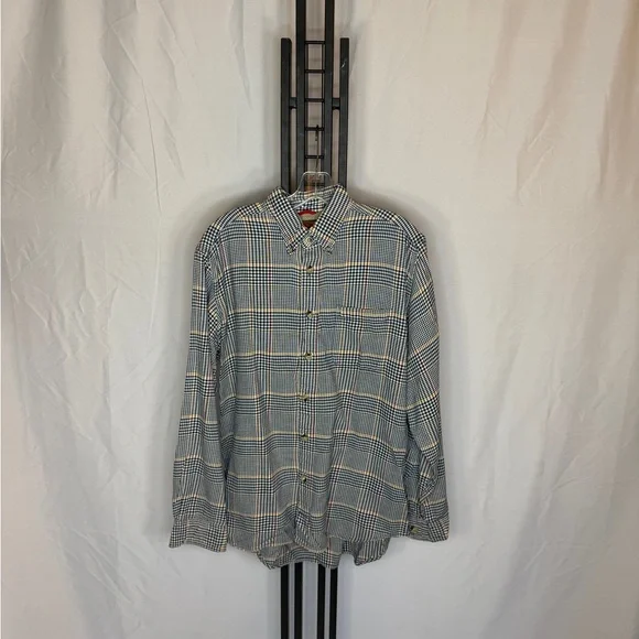 Boston Traders Men's Plaid Shirt - Black, White, and Blue - Picture 1 of 5